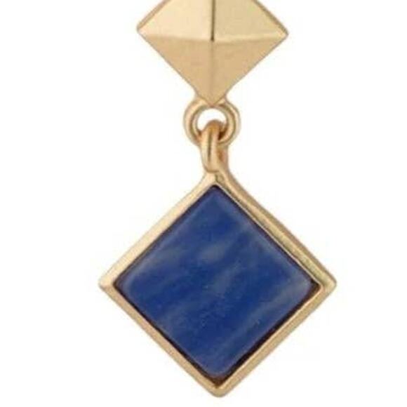 JARDIN Gold Blue Sodalite Stone Dangle Drop Post Earrings ~ NEW - Picture 6 of 7